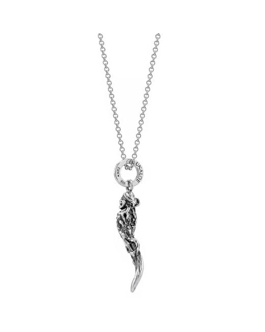 Unaloe Metallic Sterling Blindfold Goddess Italian Horn Pendant Necklace