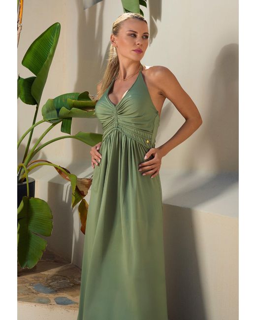 Chic by Lirette Green Halter Dress Natural