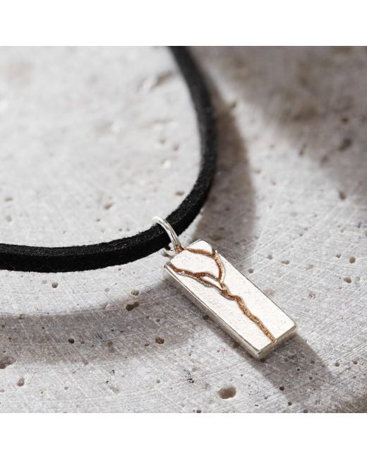 Posh Totty Designs Metallic Leather & Sterling Kintsugi Tag Necklace for men