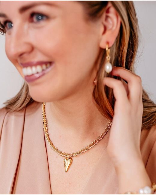 Loni Paul Jewelry Metallic Pearl Drizzle Necklace With Heart Pendant