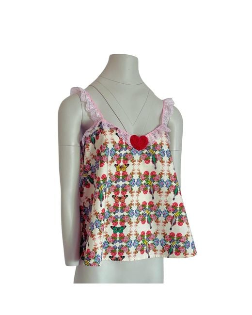 Couture to Your Door Blue Upcycled Babydoll Top With Lace