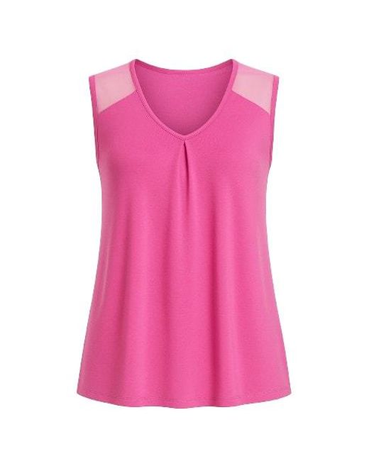 Conquista Pink V Neck Pleat Detail Top