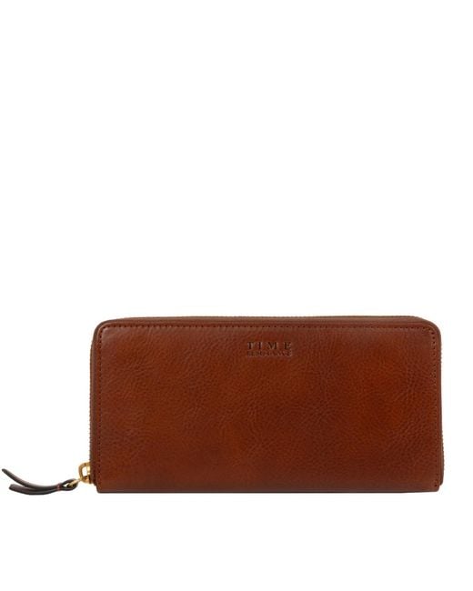 Time Resistance Brown Leather Continental Wallet