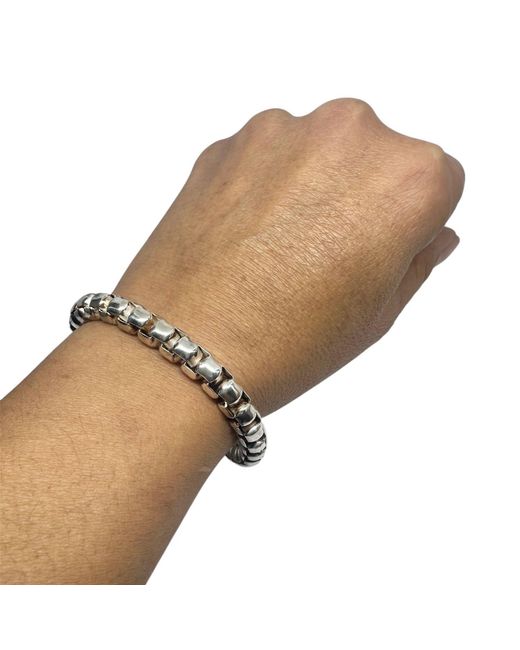 Tg-Jewellery by Tamara Gervasio Metallic Sterling Box Chain Bracelet With T-Bar Clasp for men