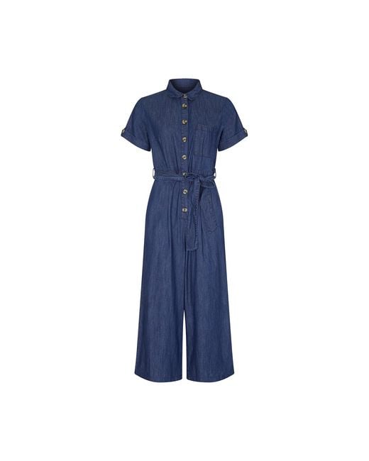 Yumi' Blue Button Denim Jumpsuit