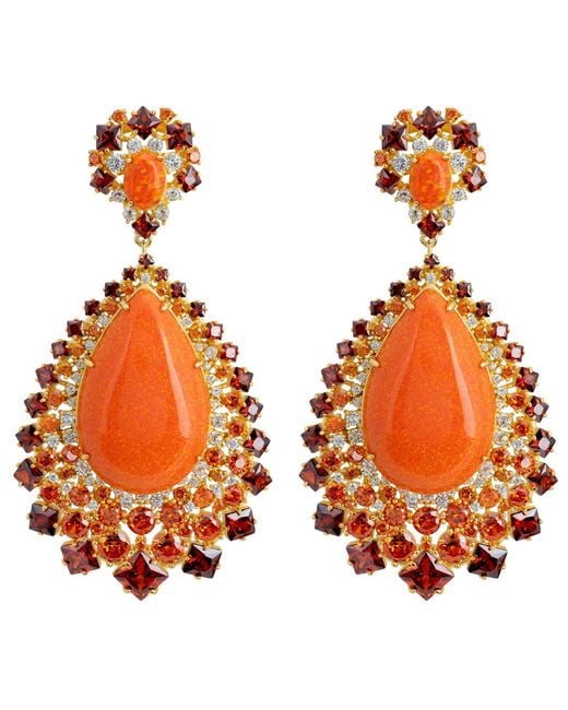 Latelita London Orange Gabriela Fire Opal Drop Earrings