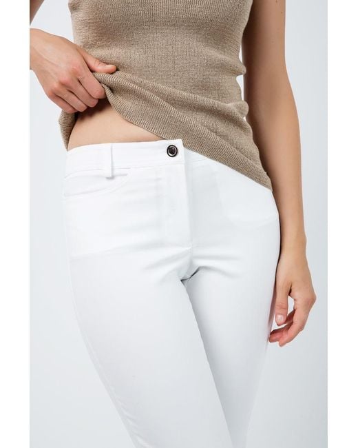 Conquista White Neutrals Long Fitted Gabardine Pants