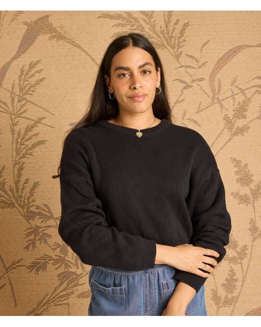 Known Supply Black Drop Shoulder Cropped Sweater