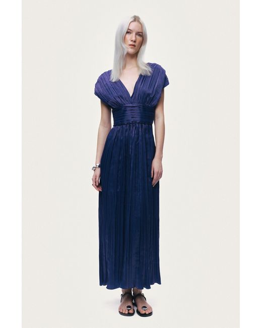 Nocturne Blue Sleeveless V-Neck Midi Dress
