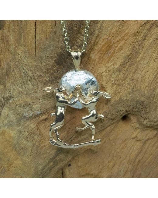 Simon Kemp Jewellers Metallic Boxing Hares Pendant