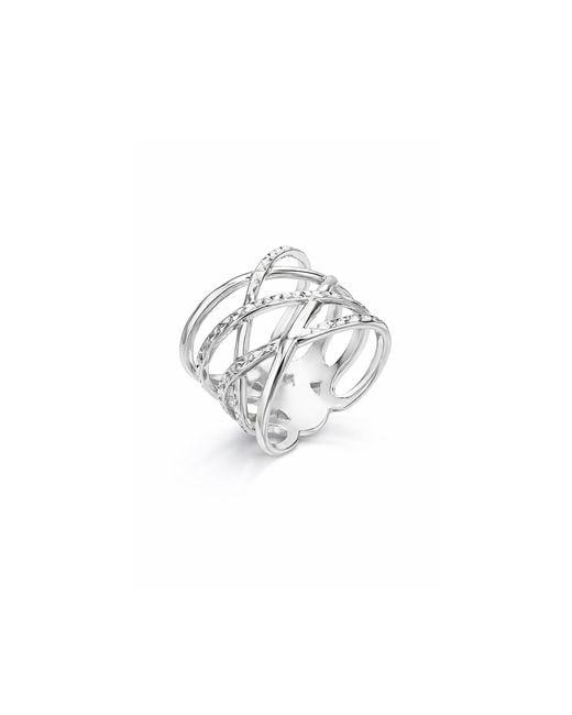 Gold & Honey White Diamond Cut Crisscross Ring