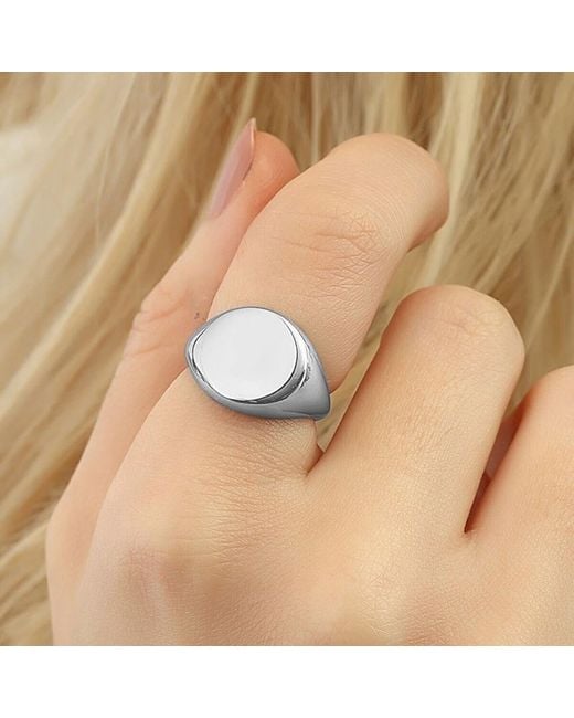 Spero London White Signature Round Sterling Signet Ring