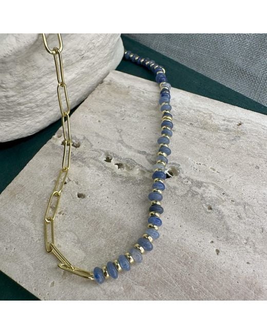 Clemence Wren Metallic Jade Stone Paperclip Necklace