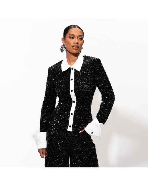 Ofuure Black Rei Sequin Pant Set