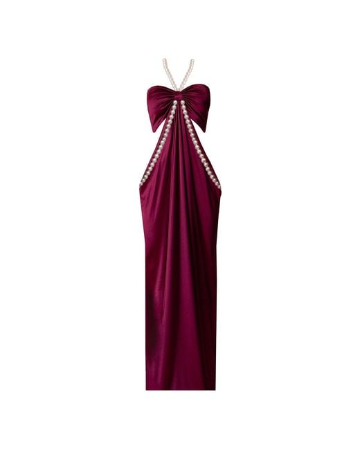 Nur Karaata Red Alice Pearl Burgundy Dress