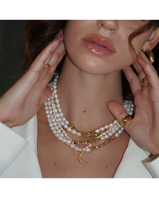 Mickey's Girl White Lucky Pearls + Beaded Necklace