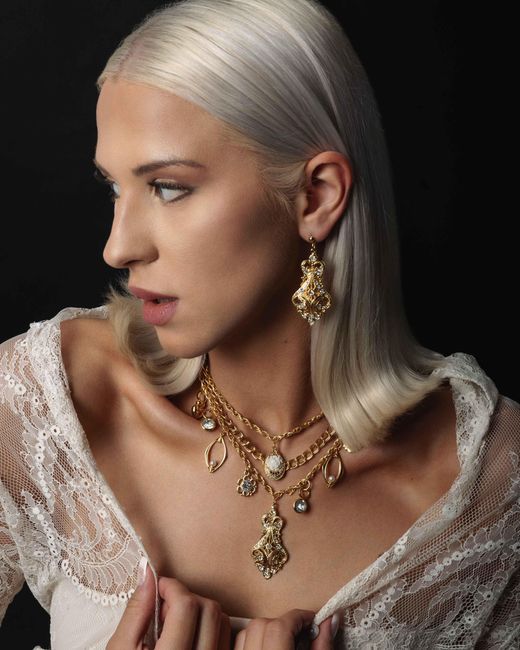 Caramel Vintage Jewellery Metallic Vintage Plated Lilibeth Earrings