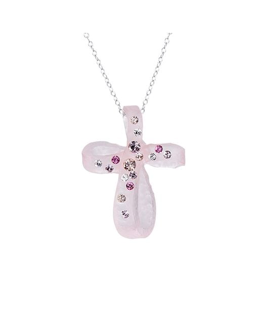 Gold & Honey Multicolor Pink Bubble Cross With Swarovski Crystals