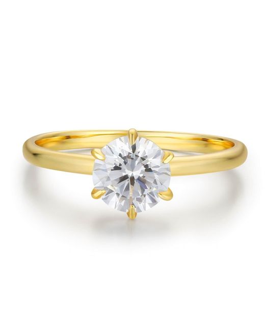Azura Jewelry New York Metallic One Love Round Moissanite Ring Solid
