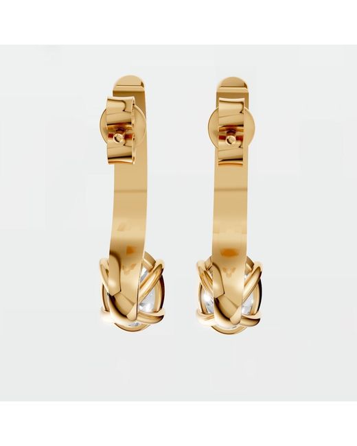 Aya Fine Jewelry Metallic Oval Lab Diamond Drop Hoop Earrings