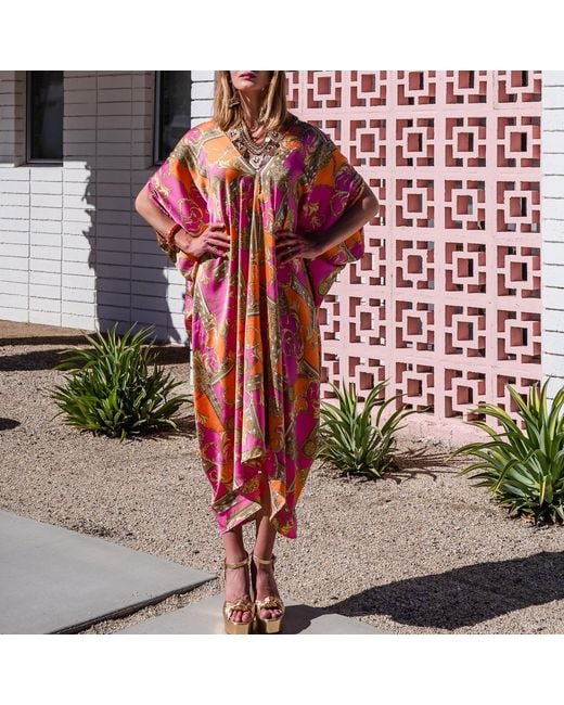 Jennafer Grace Red Voglia Rosa Caftan Kaftan Dress