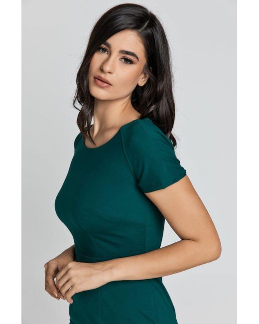 Conquista Green Fitted Emerald Cap Sleeve Dress Fashion