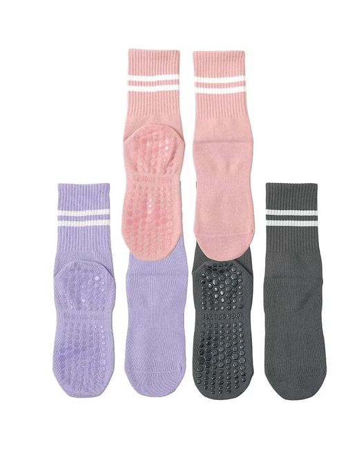 HIGH HEEL JUNGLE by KATHRYN EISMAN Pink Varsity Pilates Yoga Grip Socks