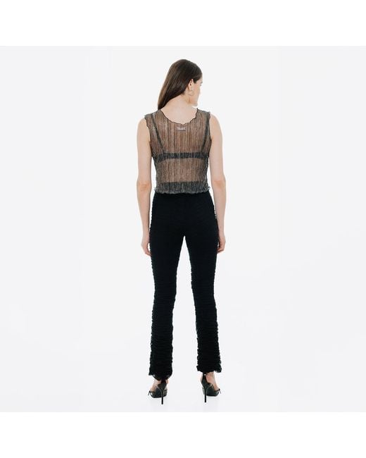 By Noa Rawitz Gray Urania Plisse Sleeveless Crop Top