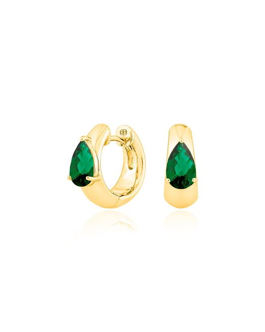 SALLY SKOUFIS Green Pure Alchemy Petite Hoops With Made Emeralds