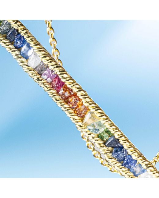 German Kabirski Metallic Lithos-Plated Sterling Necklace With Natural Raw Mixed Color Sapphires