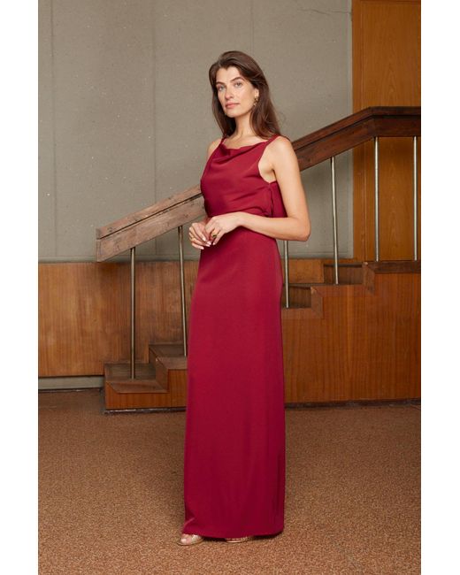 Undress Red Manoa Cowl Back Long Evening Gown