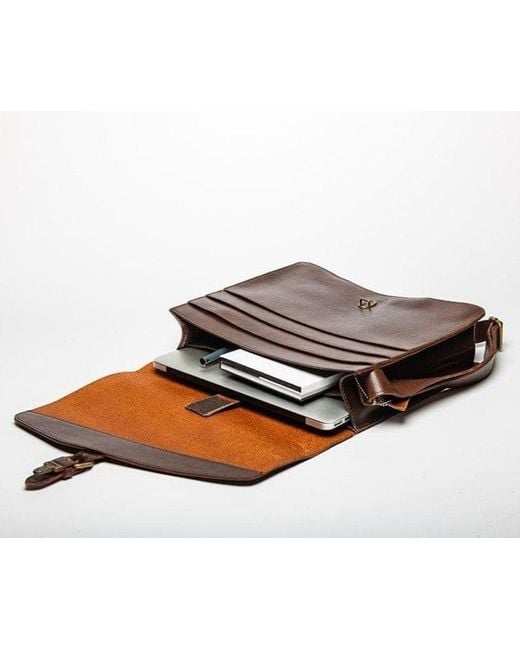 Hides Leather Co. Brown Handmade Leather Messenger Bag, Travel Laptop Briefcase for men