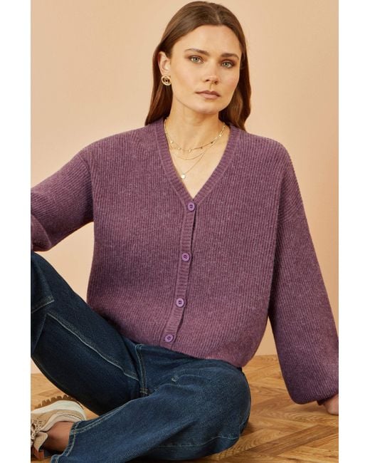 Yumi' Purple Marl Knit Cardigan