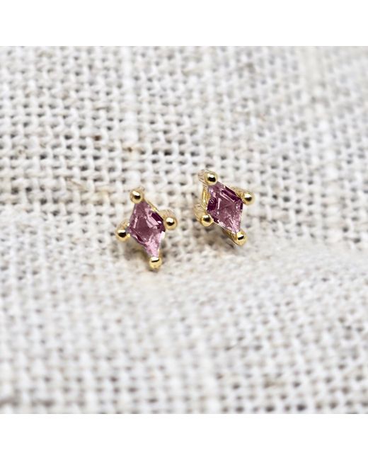 Harfi Pink Tiny Tourmaline Stud October Birthstone Earrings