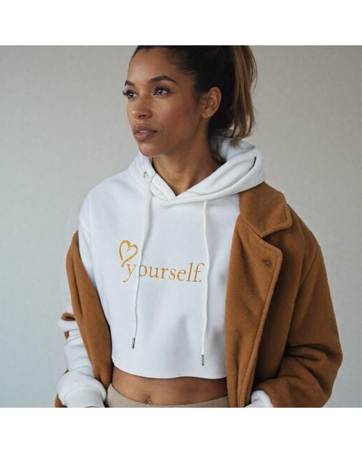 Rejected Hearts Club White Love Yourself Crop Hoodie