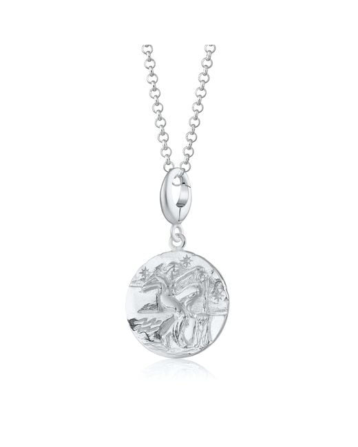 Lily Charmed White Sterling Aquarius Zodiac Charm Necklace