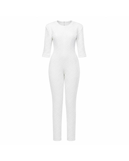 Elamins White Structured Shoulder Pad Jumpsuit