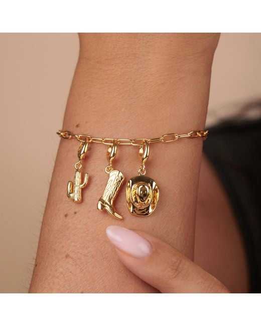 Lily Charmed Metallic Plated Cowboy Oval Link Charm Bracelet