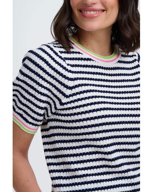 Sugarhill Black Coraline Knit Top Off, Nautical Stripe