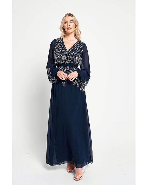 Frock and Frill Blue Kaira Sequin Maxi Dress