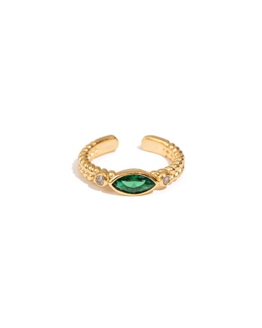 Ebru Jewelry Metallic Emerald Teardrop Gemstone Adjustable Ring