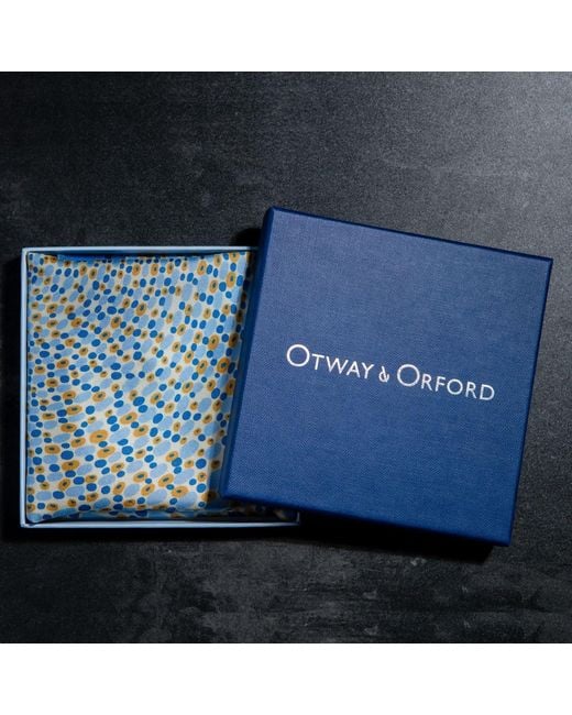 Otway & Orford Blue 'Infinity' Spotted Silk Pocket Square for men