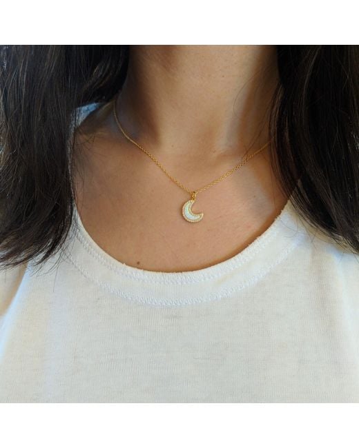 KAMARIA Blue Opal Moon Necklace