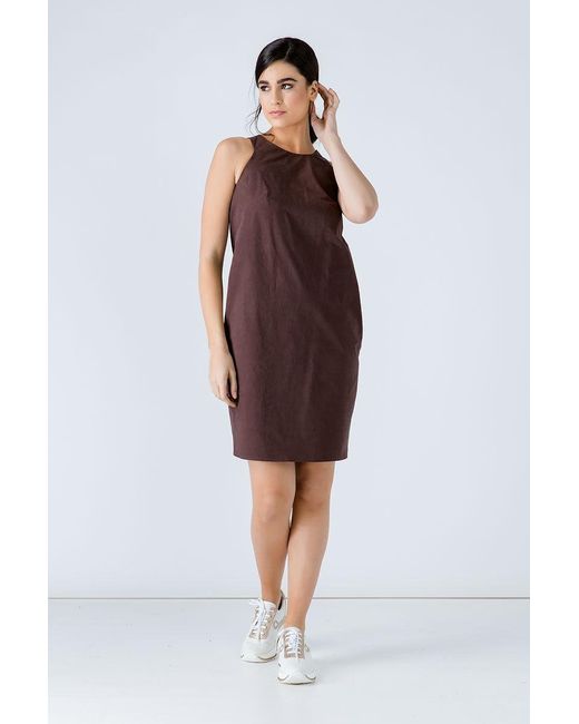 Conquista Brown Sleeveless Sack Dress