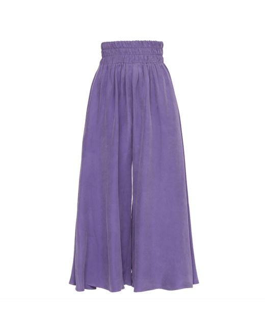 Julia Allert Purple Wide Cupro Culottes With Elastic Waist Violet