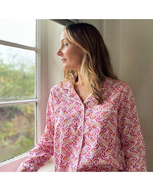 Lime Tree Design Pink And Leaf & Bud Pyjamas