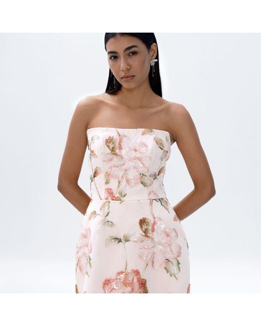 Justin Tong Pink Ellaire Beaded Mini Dress