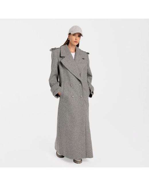 Mandragora Gray Double-Breasted Wool Coat Marove