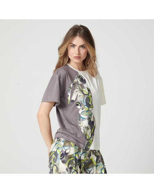 Lalipop Design Multicolor Mink & T-Shirt With Laser Cut Linen Appliques