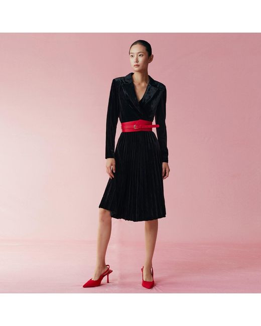 Smart and Joy Black Velvet Wrap Dress